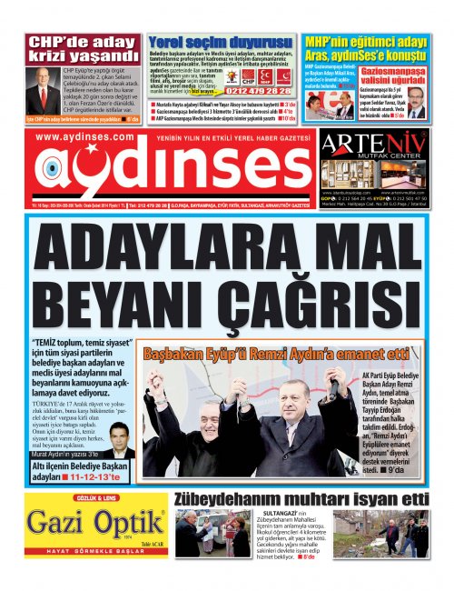 aydinses - haber, ekonomi, spor,  saglik, video, galeri, seri ilan - 30 Mart 2014 Manşeti