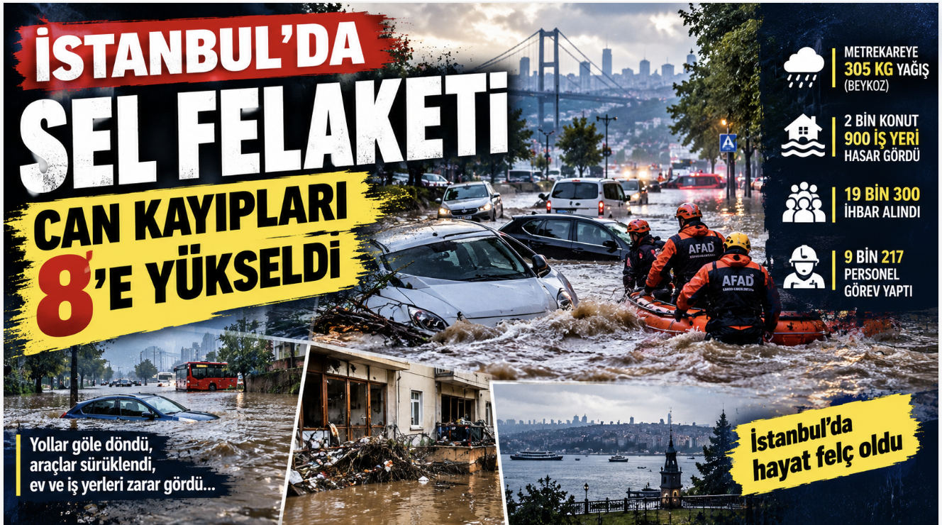 İstanbul’da sel felaketinin bilançosu ağır: Can kayıpları, yıkım ve binlerce ihbar