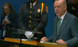 Erdoğan Birleşmiş Milletler Genel Kurulu'nda konuşuyor.