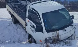 Buzlanma kazaya yol açtı! Kamyonet tarlaya uçtu, 1 yaralı