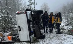 Elektrik arıza ekibi pikapla şarampole devrildi: 3 yaralı