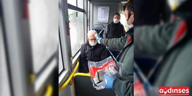 Tekirdağ'da toplu taşıma araçlarına binenlere maske