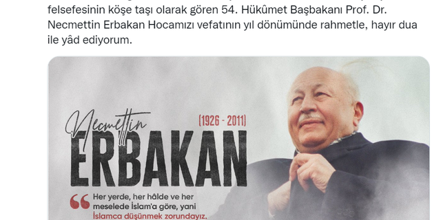 Cumhurbaşkanı Erdoğan, Erbakan'ı sosyal medya da andı