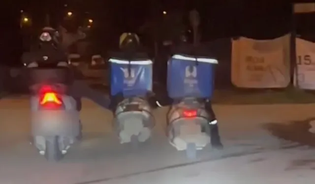 Düzce'de yolda kalan kuryeye meslektaşlarından destek