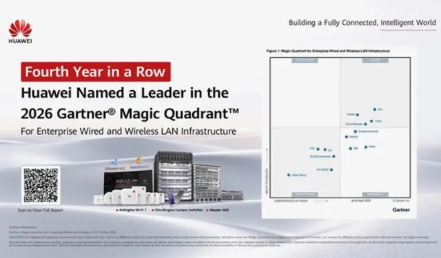 Huawei, 2026 Gartner® Magic Quadrant™ Kurumsal Kablolu ve Kablosuz LAN Altyapısı Raporu'nda 4'üncü kez üst üste lider seçildi