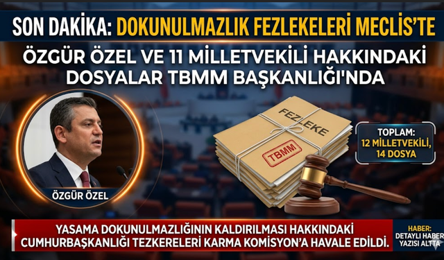 SON DAKİKA: Özgür Özel ve 11 Milletvekilinin Dokunulmazlık Dosyaları TBMM Başkanlığı'nda
